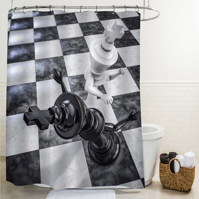 Checkmate Knockout Shower Curtain - Black White