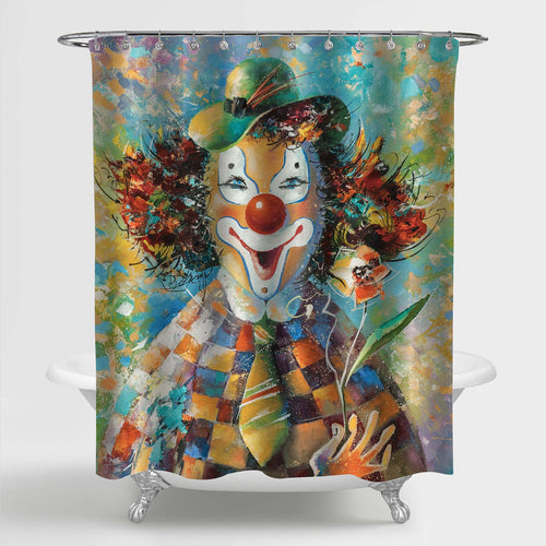 Oil Painting Portrait of a Clown Shower Curtain - Multicolor