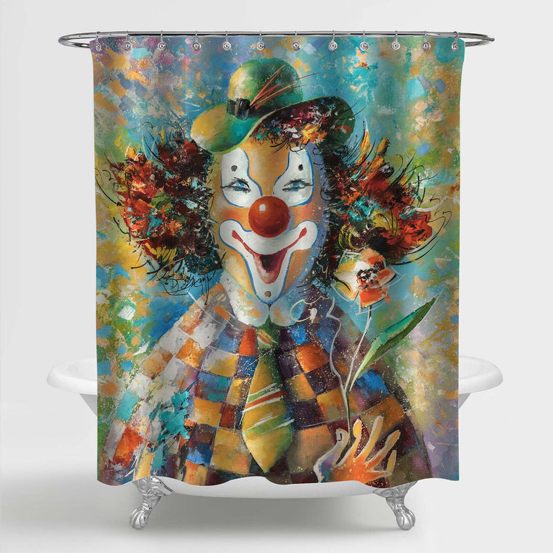 Oil Painting Portrait of a Clown Shower Curtain - Multicolor