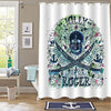 Nautical Jolly Roger Shower Curtain Set - Green Blue