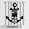 Motivational Quoted Nautical Shower Curtain - Black White