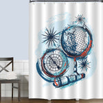 Retro Nautical Adventrure Shower Curtain - Blue