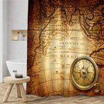 Medieval Travel Geography Navigation Themed Shower Curtain - Gold