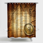 Medieval Travel Geography Navigation Themed Shower Curtain - Gold