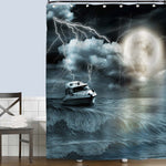 Alone Boat on the Stormy Sea with Heavy Cloud Shower Curtain - Dark Grey