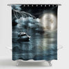 Alone Boat on the Stormy Sea with Heavy Cloud Shower Curtain - Dark Grey