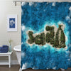 Remote Sail Lettering Island Graphic Shower Curtain - Green Blue