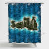 Remote Sail Lettering Island Graphic Shower Curtain - Green Blue