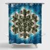 Tropical Island in Ocean with Trees as Snowflake Shower Curtain - Green Blue