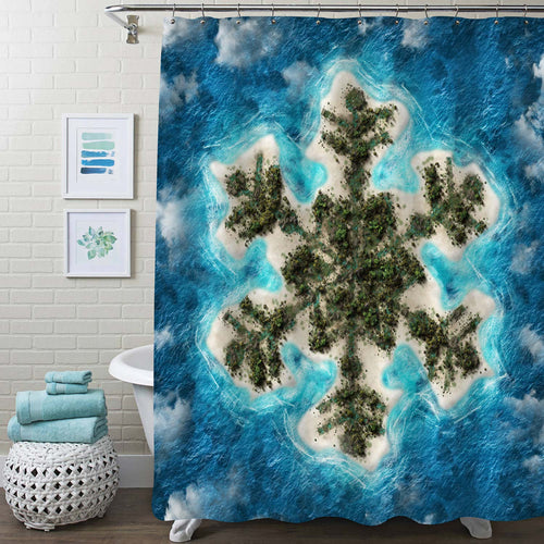 Spectacular Snowflake Island Shower Curtain - Green Blue