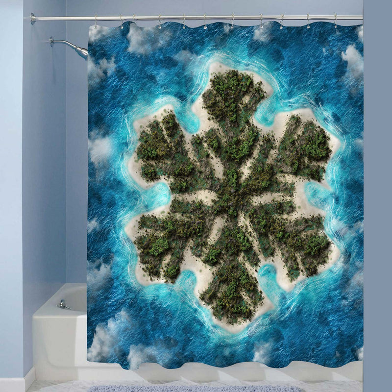 Snowflake Island Shower Curtain - Blue Green