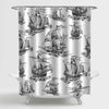 Ancient Sailboats Nautical Shower Curtain - Black White