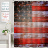 American Flag on Grunge Wooden Planks Shower Curtain - Blue Red