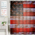 American Flag on Grunge Wooden Planks Shower Curtain - Blue Red