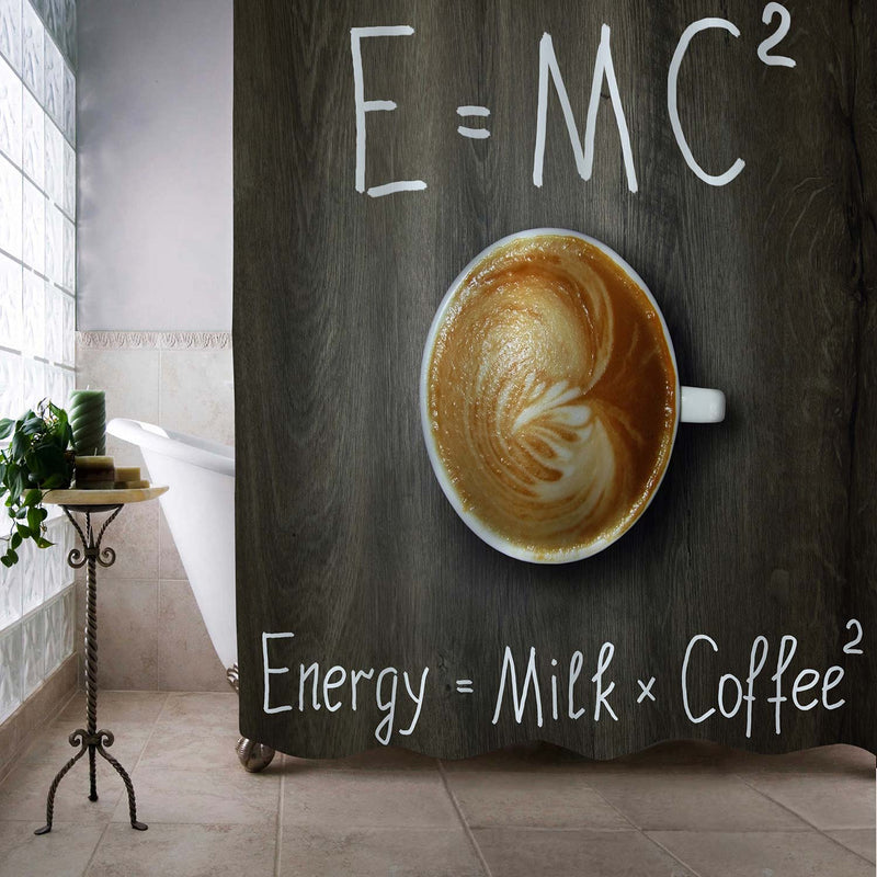 Albert Einstein Mass-Energy Equivalence Formula E = MC2 Shower Curtain - Dark Grey