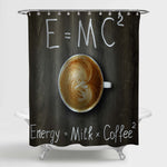 Albert Einstein Mass-Energy Equivalence Formula E = MC2 Shower Curtain - Dark Grey