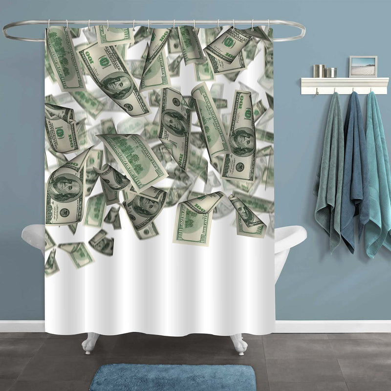 Falling 100 Dollar Banknotes Shower Curtain - Grey