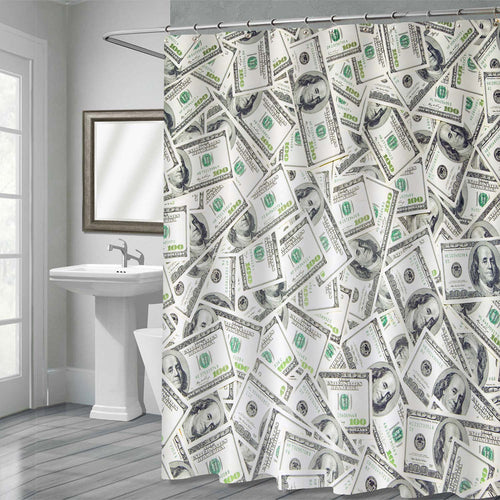 US 100 Dollar Bills Background Shower Curtain - Grey