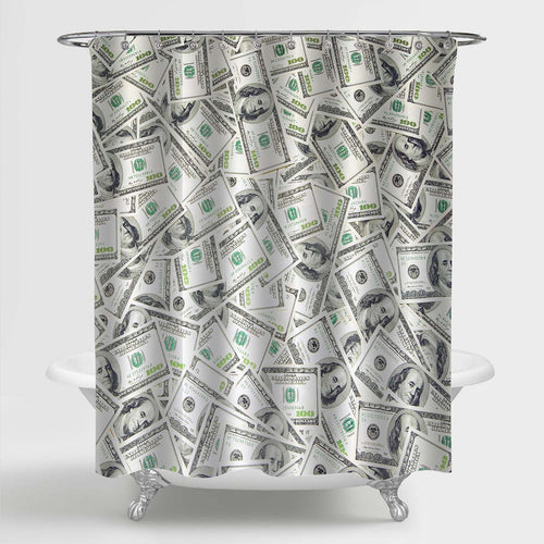 US 100 Dollar Bills Background Shower Curtain - Grey