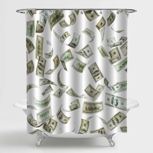 3D Falling Money Shower Curtain - Grey