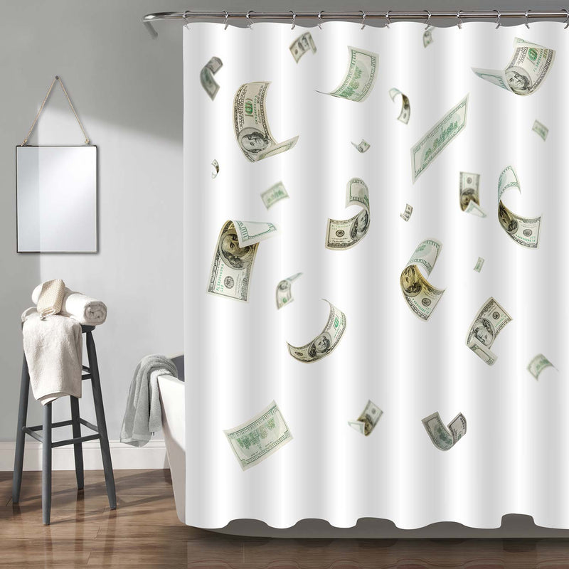 Rain from Falling Dollars Shower Curtain - Grey