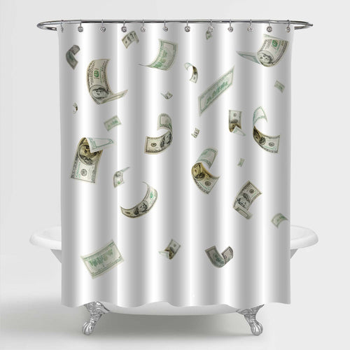 Rain from Falling Dollars Shower Curtain - Grey