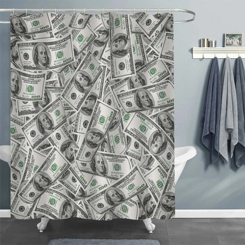 Stack of American Dollars Background Shower Curtain - Grey