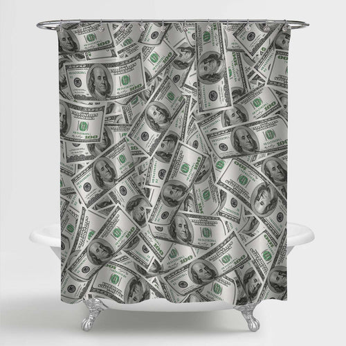 Stack of American Dollars Background Shower Curtain - Grey