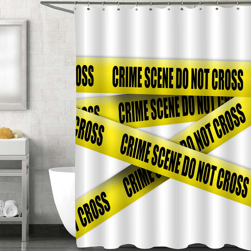 Police Line with Warning Sign Do Not Cross Tape Shower Curtain - Black Yellow