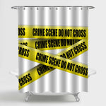 Police Line with Warning Sign Do Not Cross Tape Shower Curtain - Black Yellow