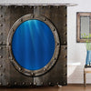 Rusty Metal Battleship Porthole with Ocean Underwater View Shower Curtain - Grey Blue