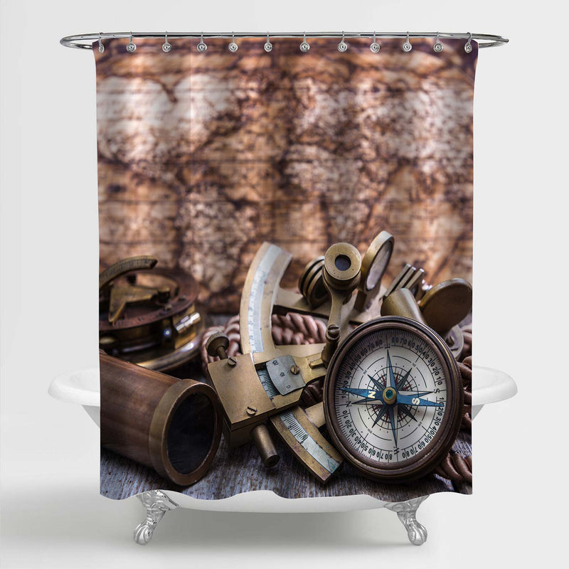 Ancient Explore Adventure Themed Shower Curtain - Copper