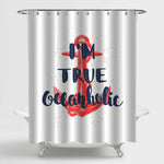 Inspirational Nautical Quoted Shower Curtain - Blue Red