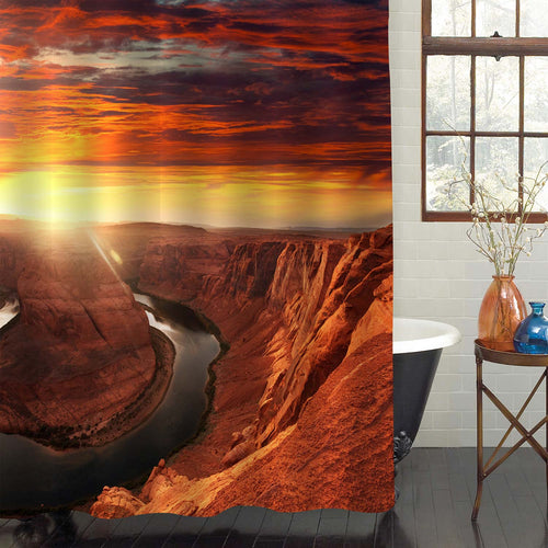 Majestic Horse Shoe Bend at Sunset Shower Curtain - Gold