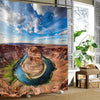 Panoramic View of Wildness Horseshoe Bend Shower Curtain - Brown Blue