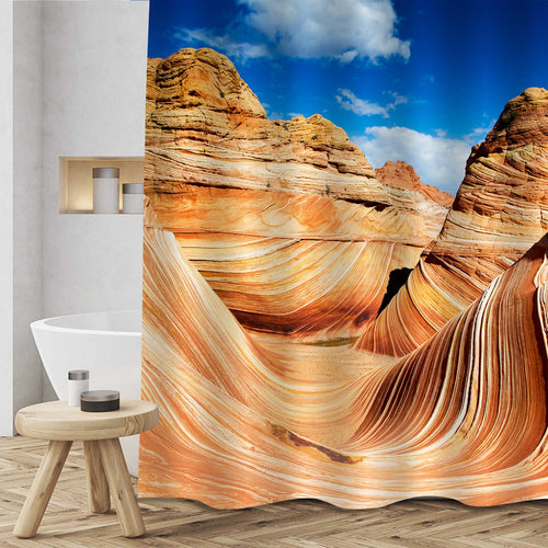 Wave Sandstone Rock Formation Canyon Shower Curtain - Brown