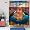 Aerial View of Sunset Arizona Horseshoe Bend Shower Curtain - Brown Blue