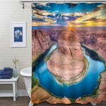 Picturesque Nature of Horseshoe Bend and Colorado River at Sunset Shower Curtain - Brown Blue