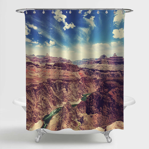 Colorado River Winding Through Grand Canyon Shower Curtain - Brown Blue