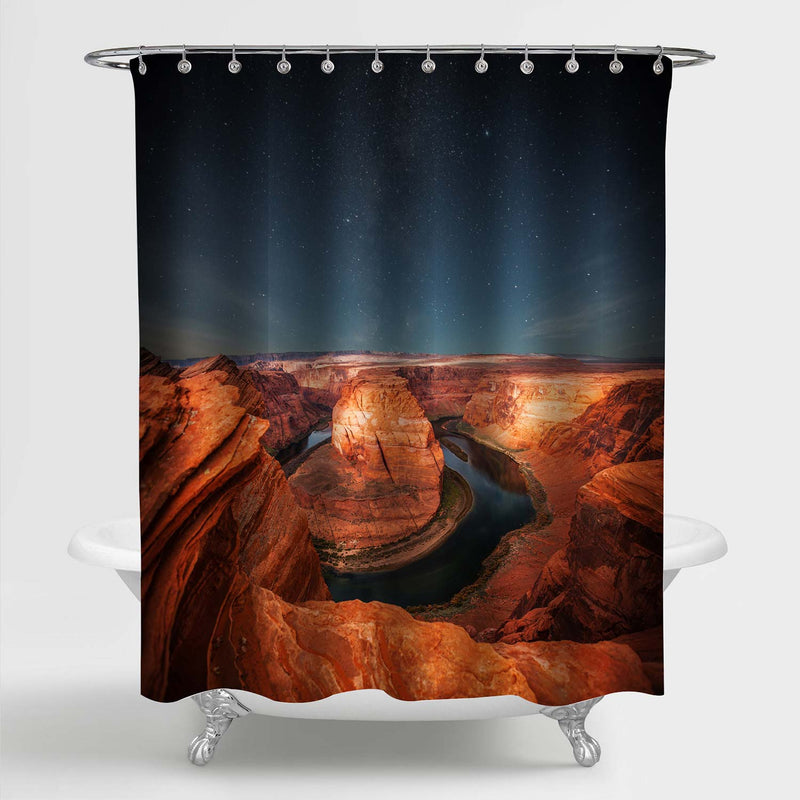 Horse Shoe Bend North Rim Grand Canyon Shower Curtain - Brown Dark Blue