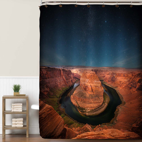 Grand Canyon National Park Night Scene Shower Curtain - Brown Dark Blue