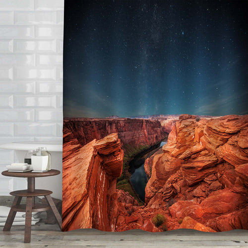 Grand Canyon Nighttime Scenery Shower Curtain - Brown Dark Blue