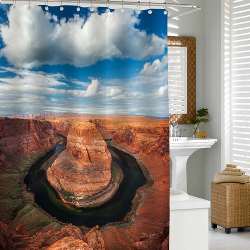 Horseshoe Bend of the Colorado River in Northern Arizona Shower Curtain - Brown Blue