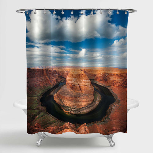 Horseshoe Bend of the Colorado River in Northern Arizona Shower Curtain - Brown Blue