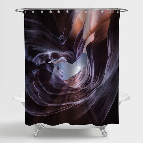 Rock Waves of Antelope Canyon in Arizona on Starry Sky Background Shower Curtain