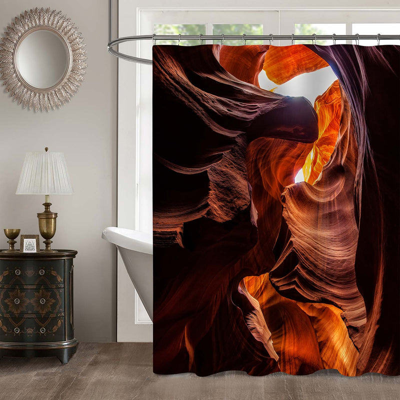 Rays of Sunshine Illuminate the Walls of Lower Antelope Canyon Shower Curtain - Orange