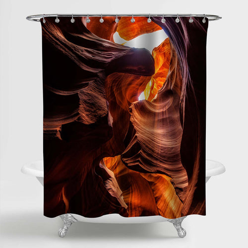 Rays of Sunshine Illuminate the Walls of Lower Antelope Canyon Shower Curtain - Orange