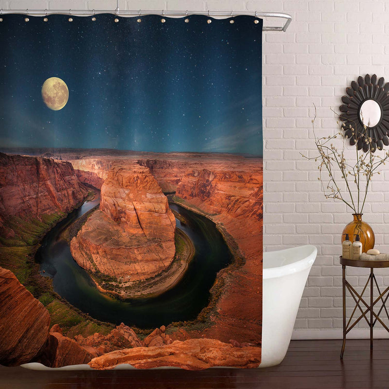 Grand Canyon of Horseshoe Bend at Night Shower Curtain - Brown Dark Blue