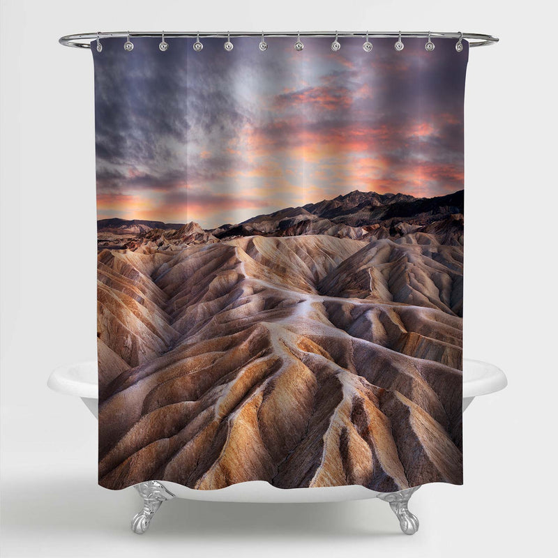 Geological Scene of Canyon Peaks Shower Curtain - Orange