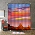 Monument Valley West Mittens and Merrick Butte Sunset Shower Curtain - Red Orange